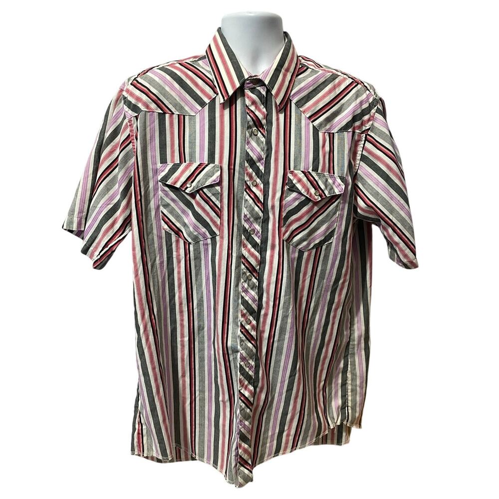 Wrangler Cowboy Cut Regular Fit X-Long Tails White, Red & Pink Striped 17.5